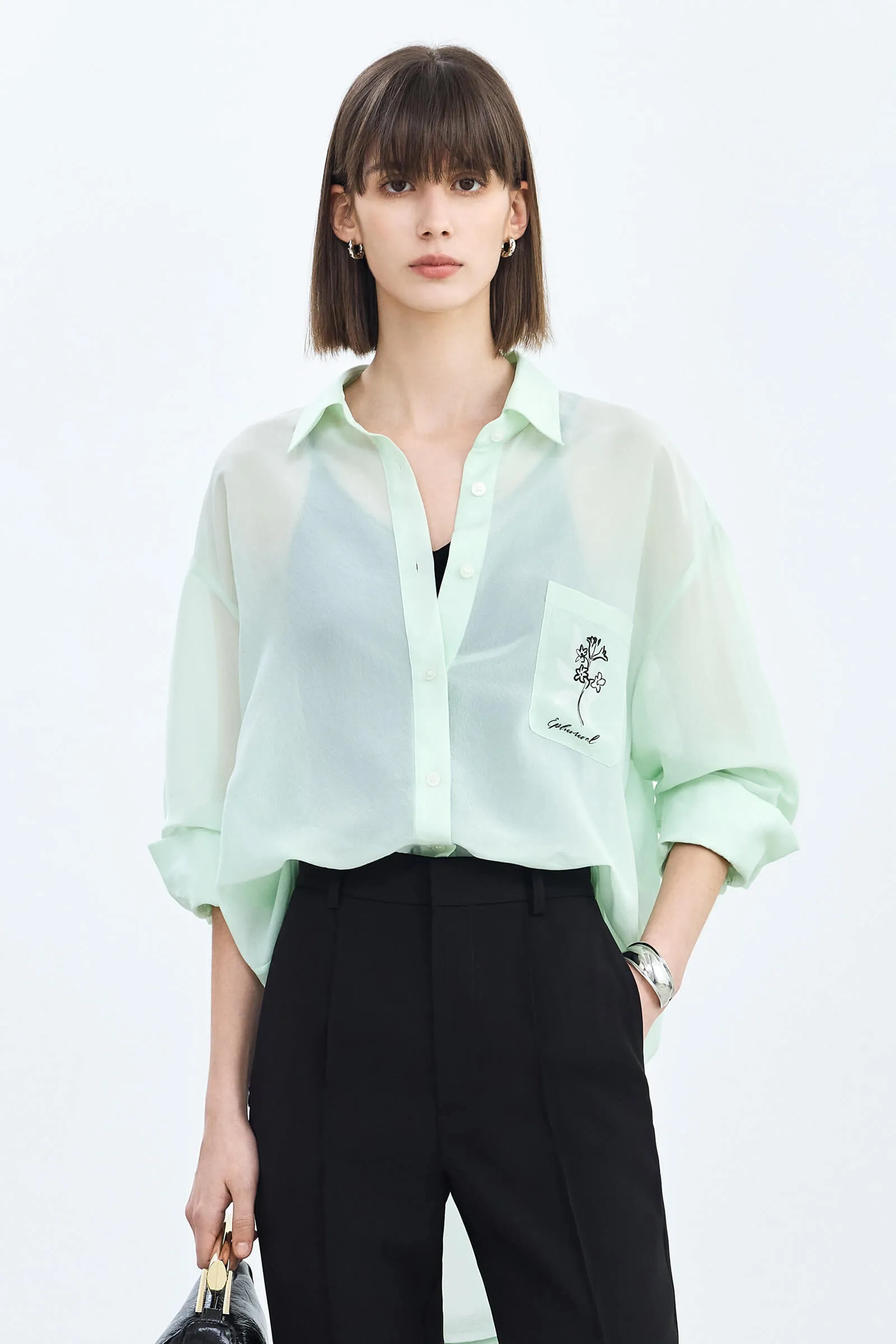 LILY Asymmetric Embroidered Shirt