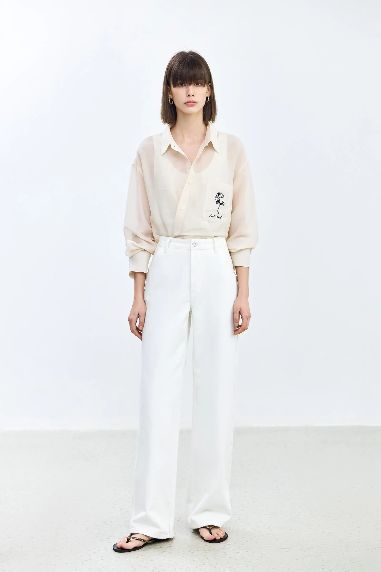 LILY Asymmetric Embroidered Shirt