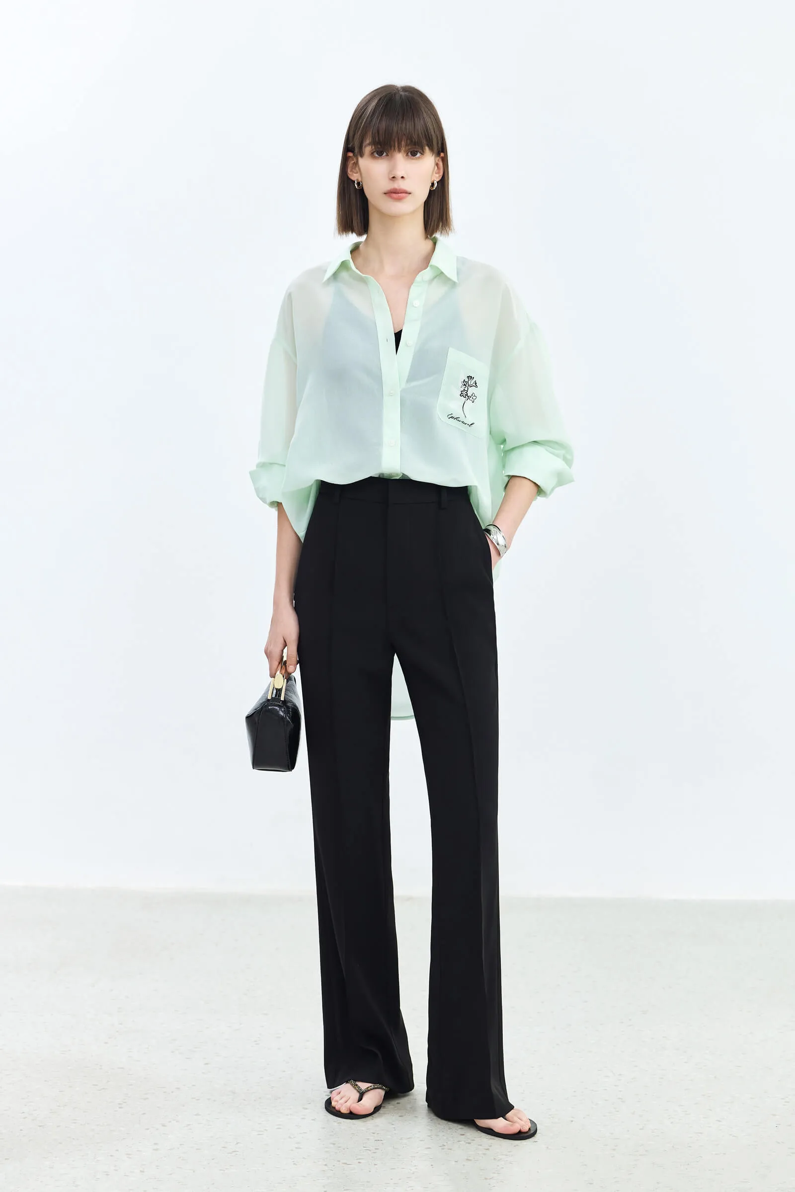 LILY Asymmetric Embroidered Shirt