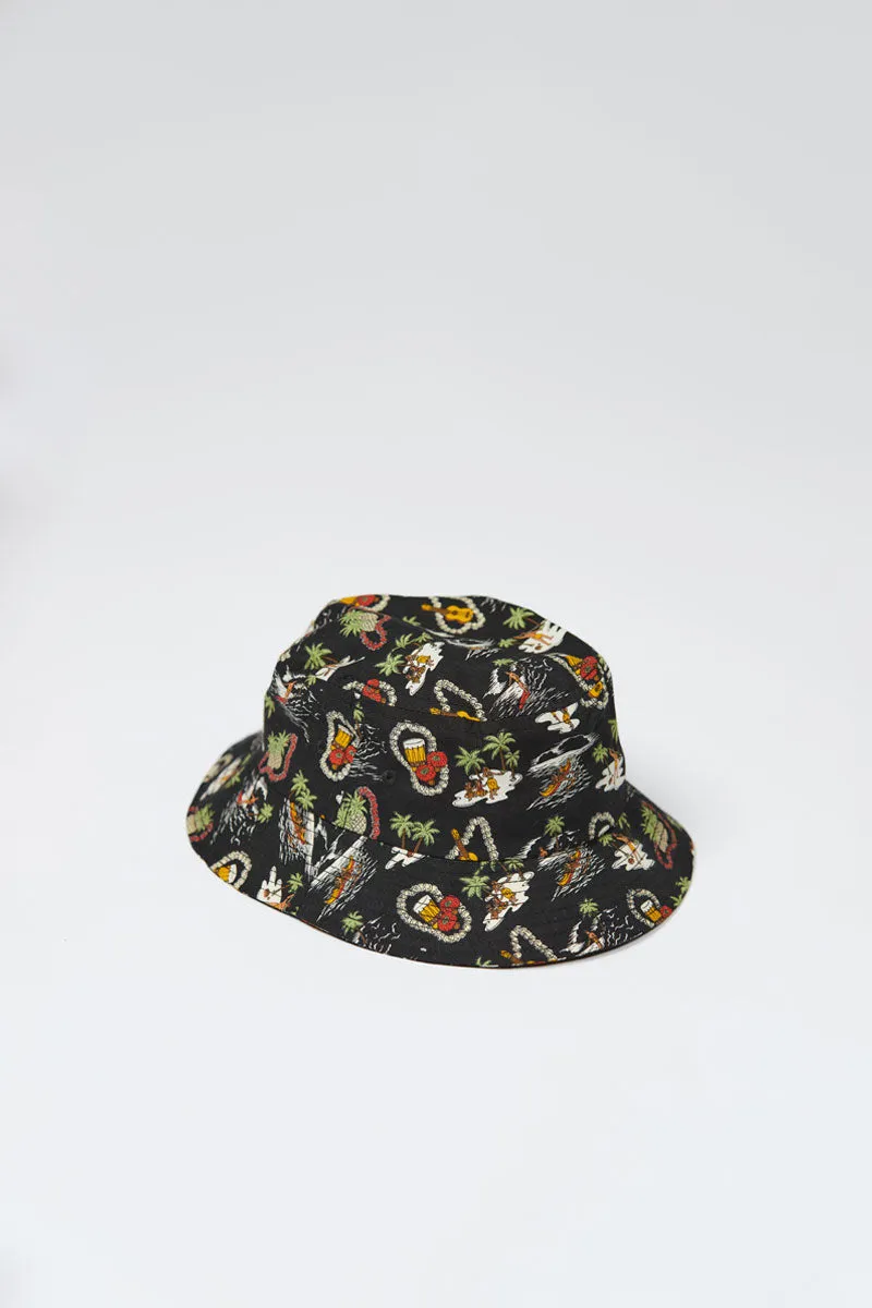 Lite Year Hawaiian Bucket Hat - Black