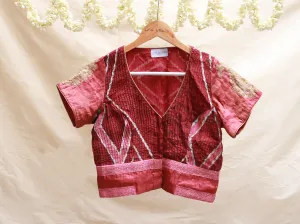 Maroon, Karnataka silk, Batik blouse