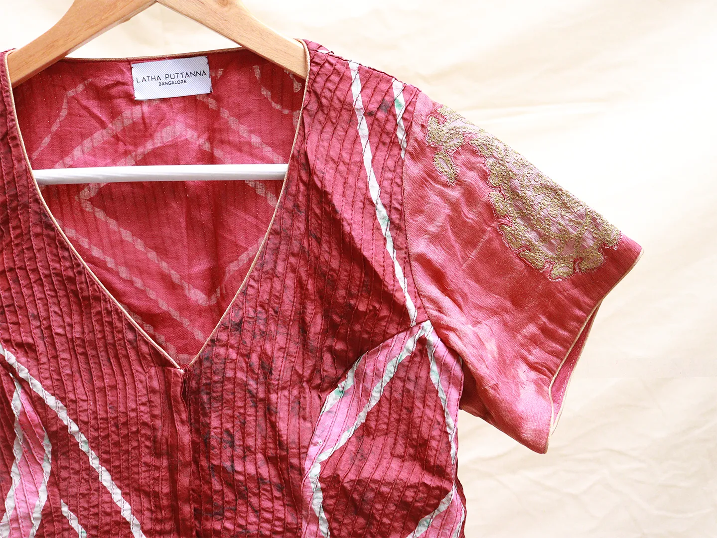 Maroon, Karnataka silk, Batik blouse