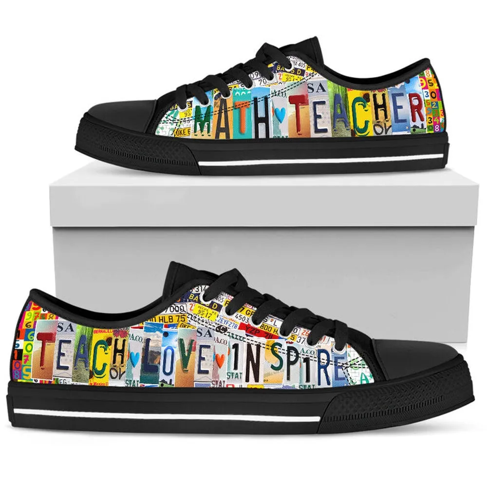 Math Teacher Shoes License Plate Shoes for Mens, Teacher Shoes, Low Top Sneakers