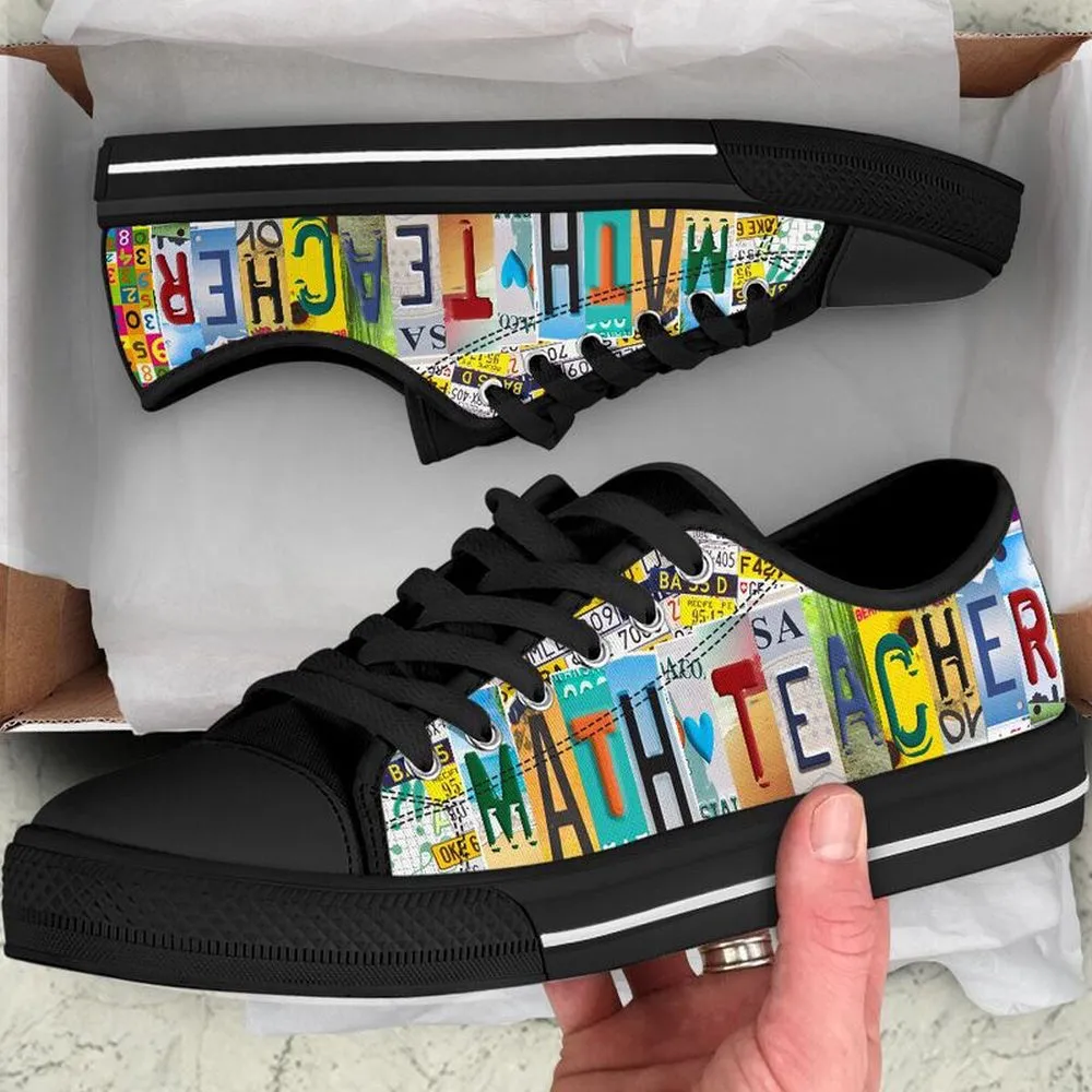 Math Teacher Shoes License Plate Shoes for Mens, Teacher Shoes, Low Top Sneakers