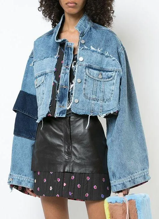 Mixed Crop Denim Jacket