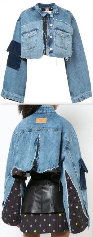 Mixed Crop Denim Jacket