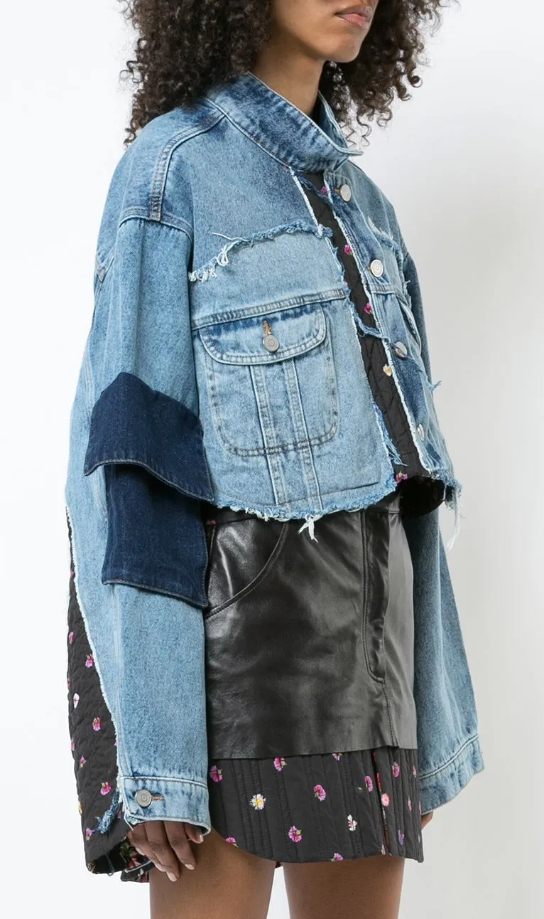 Mixed Crop Denim Jacket