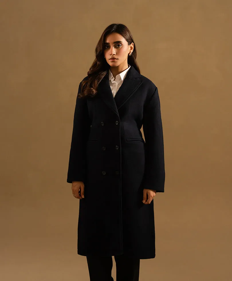 Navy Long Coat Extended length (Women)