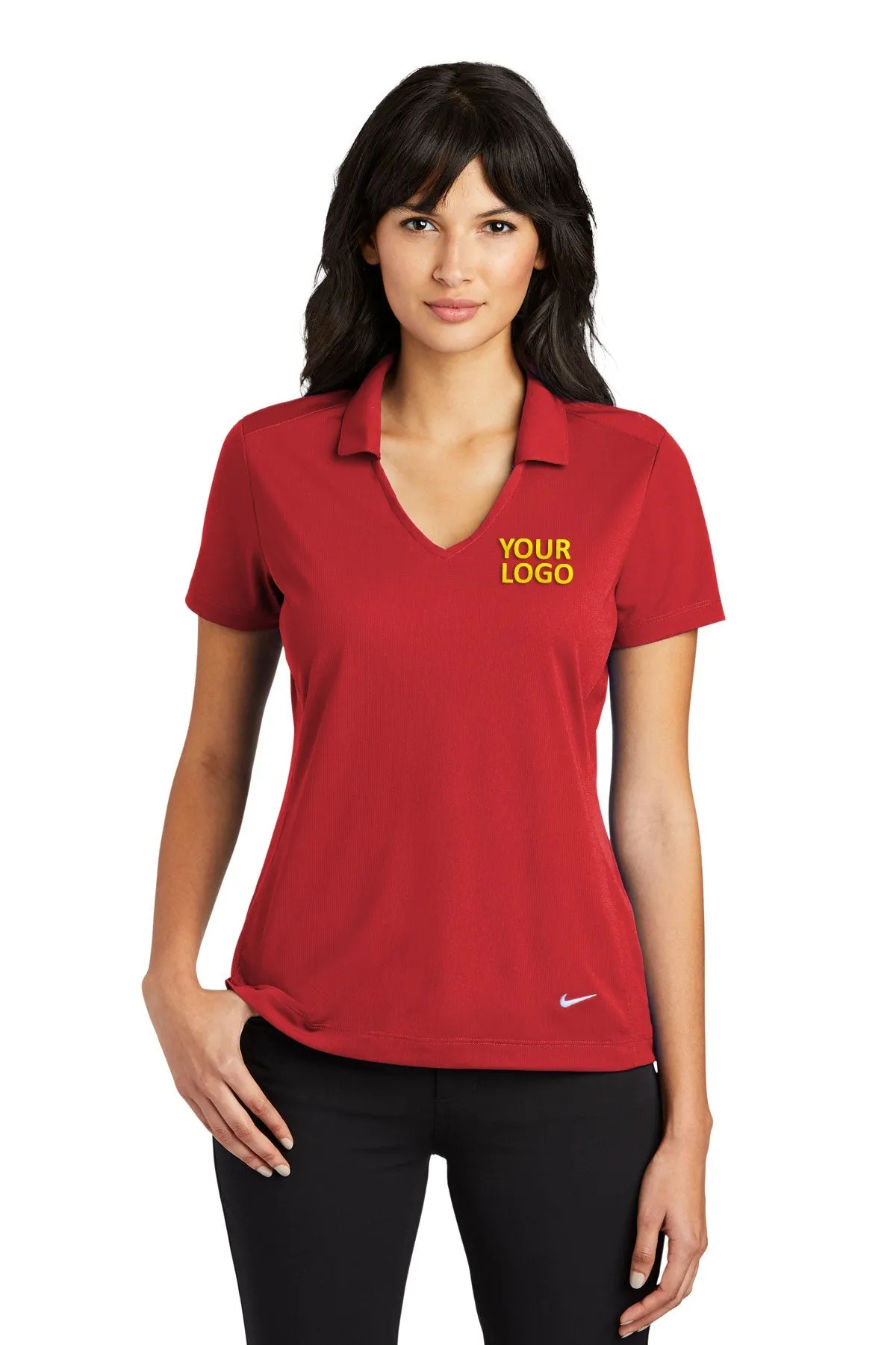 Nike Ladies Dri-FIT Vertical Mesh Customized Polos, University Red