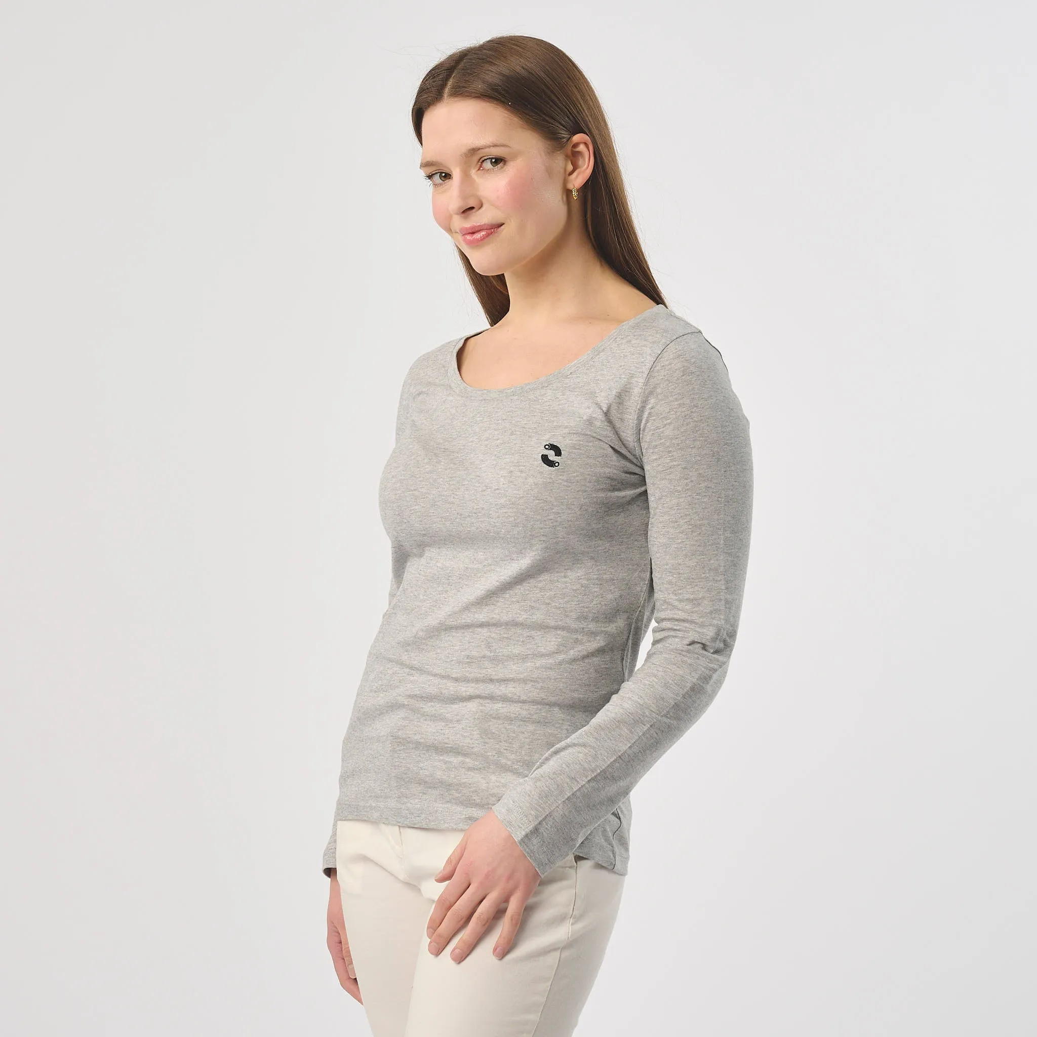 Omnitau Women's Organic Cotton Long Sleeve T-Shirt - Heather Grey