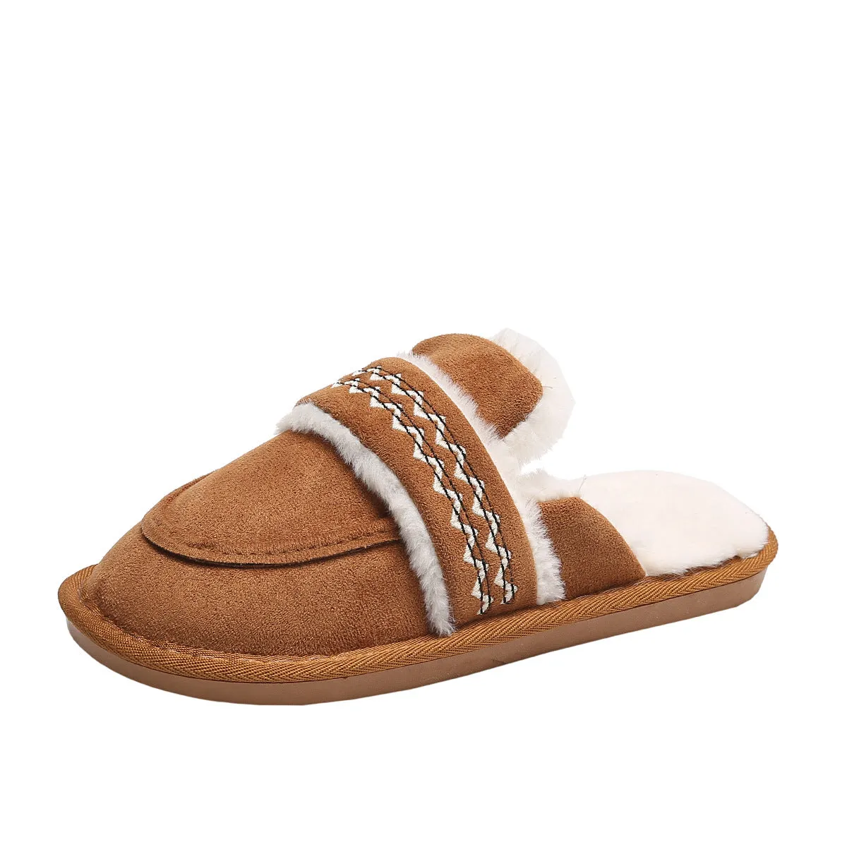 Owlkay Winter Fleece-Lined Warm Comfortable Soft-Sole Cotton Shoes