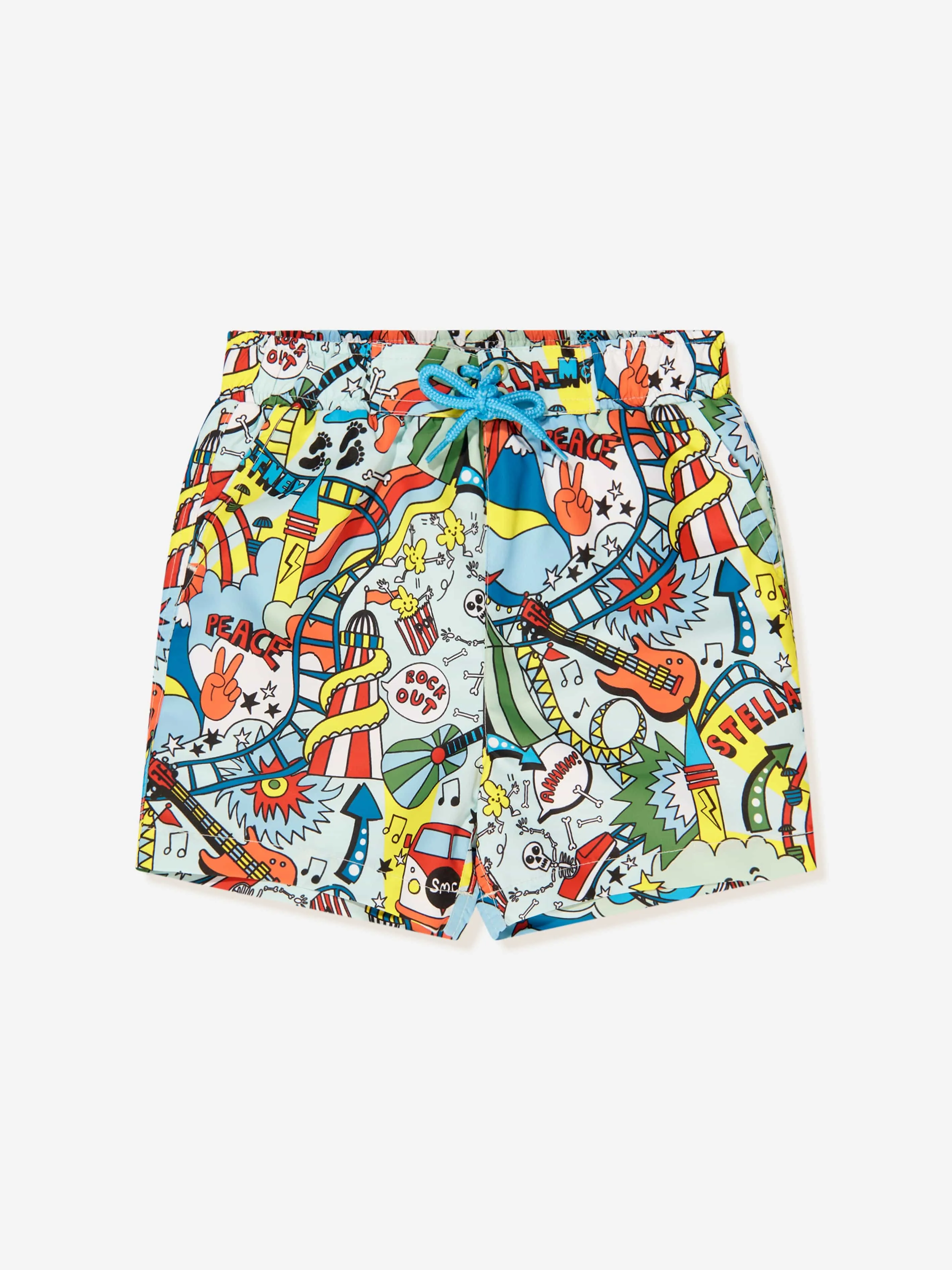 Stella McCartney Boys Illustrated Swim Shorts in Blue