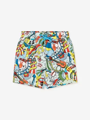 Stella McCartney Boys Illustrated Swim Shorts in Blue