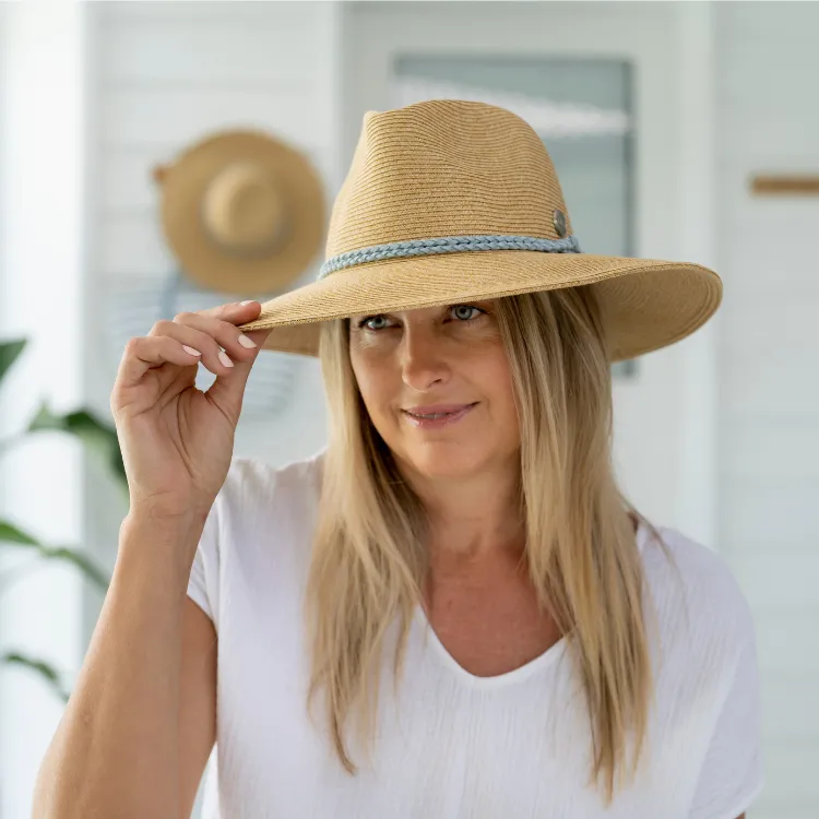 Sundaise Annie Panama Hat - Aqua