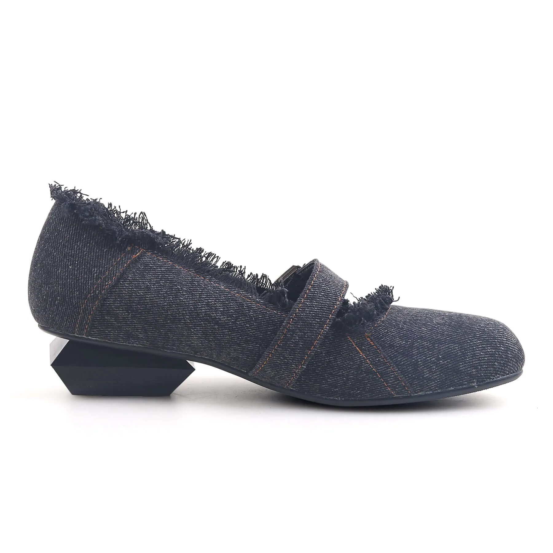 Upcycled Denim Fabric Mary Jane Shoes