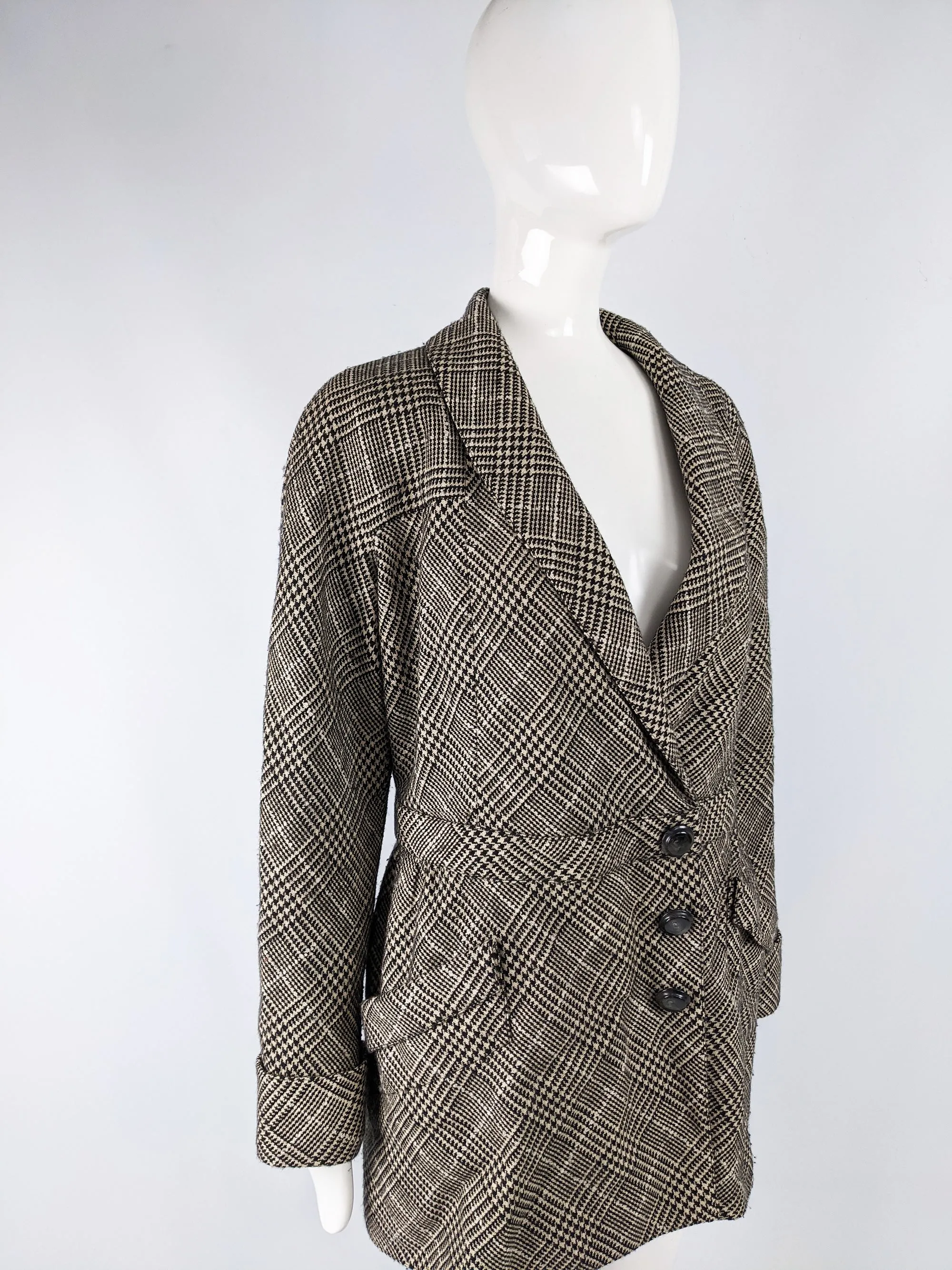 Valentino Vintage Womens Houndstooth Wool & Cashmere Jacket, 1980s