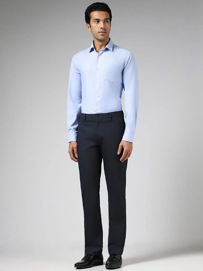 WES Formals Blue Relaxed-Fit Shirt