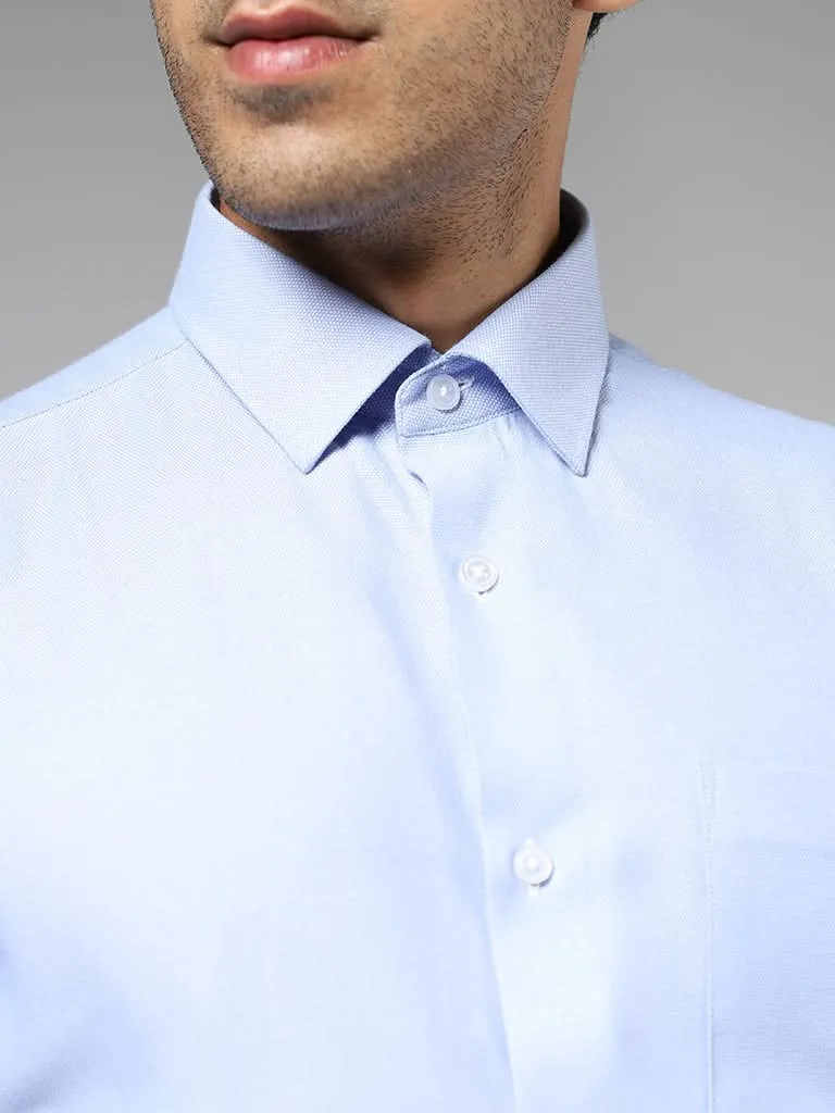 WES Formals Blue Relaxed-Fit Shirt