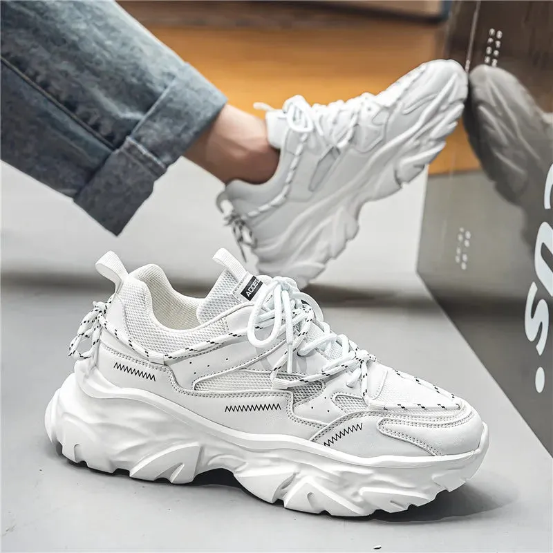 Wiaofellas Mesh Mens Sports Tennis Shoes Breathable Outdoor Running Summer Fashion Chunky Sneakers Platform Comfortable Trainers Footwear